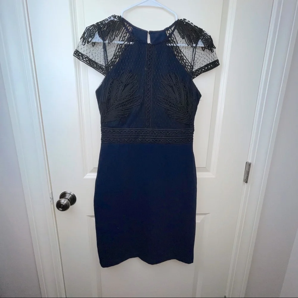 Harlyn Soutached Sheath Dress Black Navy S - Picture 4 of 17